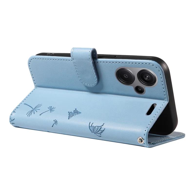 For Xiaomi Redmi Note 13 Pro+ 5G Leather Case Wallet Phone Cover Dandelion Imprint - Sky Blue