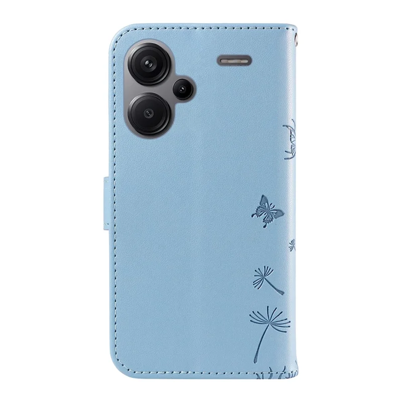 For Xiaomi Redmi Note 13 Pro+ 5G Leather Case Wallet Phone Cover Dandelion Imprint - Sky Blue