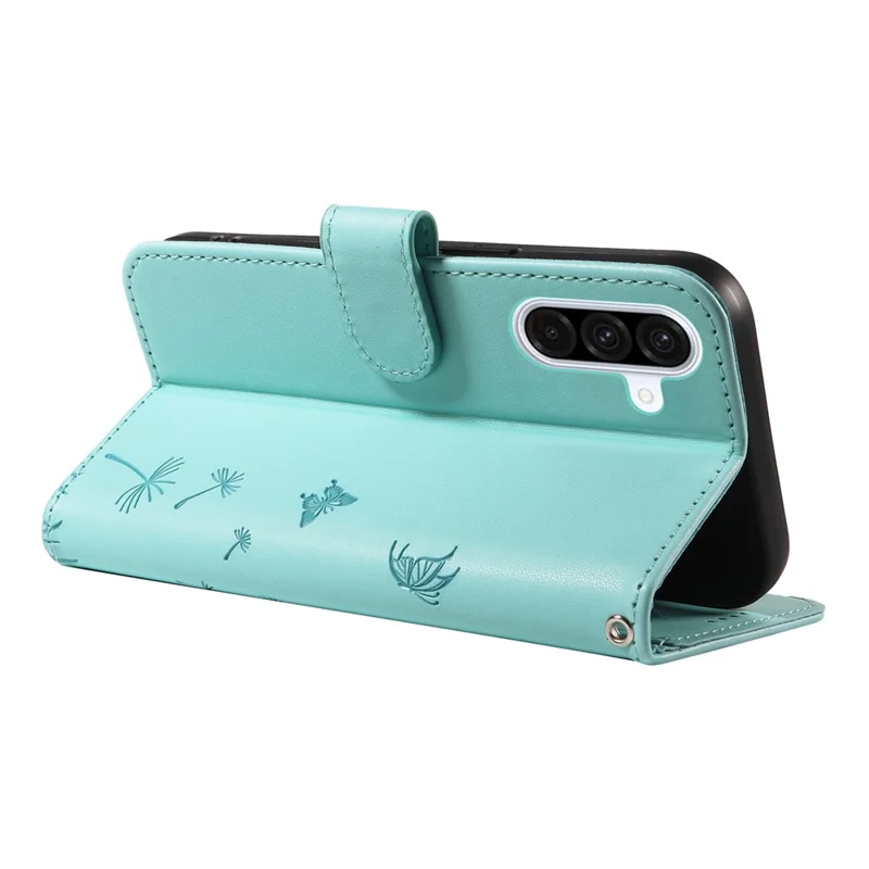 For Samsung Galaxy A36 5G Leather Case Wallet Phone Cover Dandelion Imprint - Green