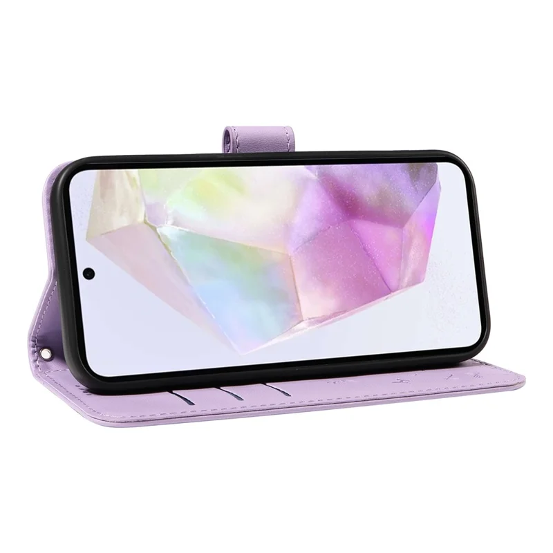 For Samsung Galaxy A36 5G Leather Case Wallet Phone Cover Dandelion Imprint - Purple