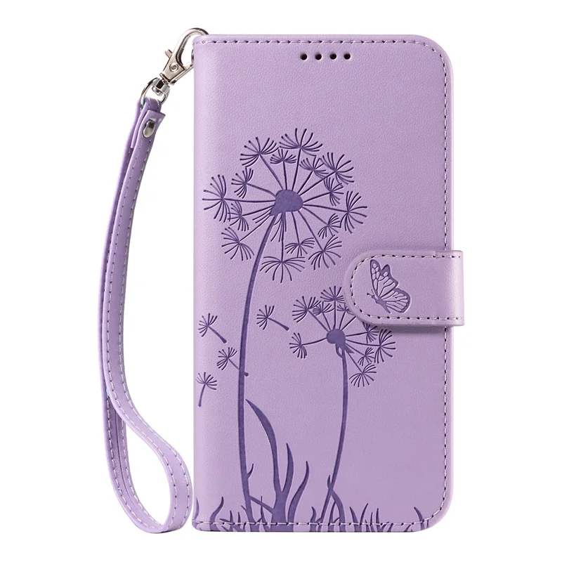 For Samsung Galaxy A36 5G Leather Case Wallet Phone Cover Dandelion Imprint - Purple