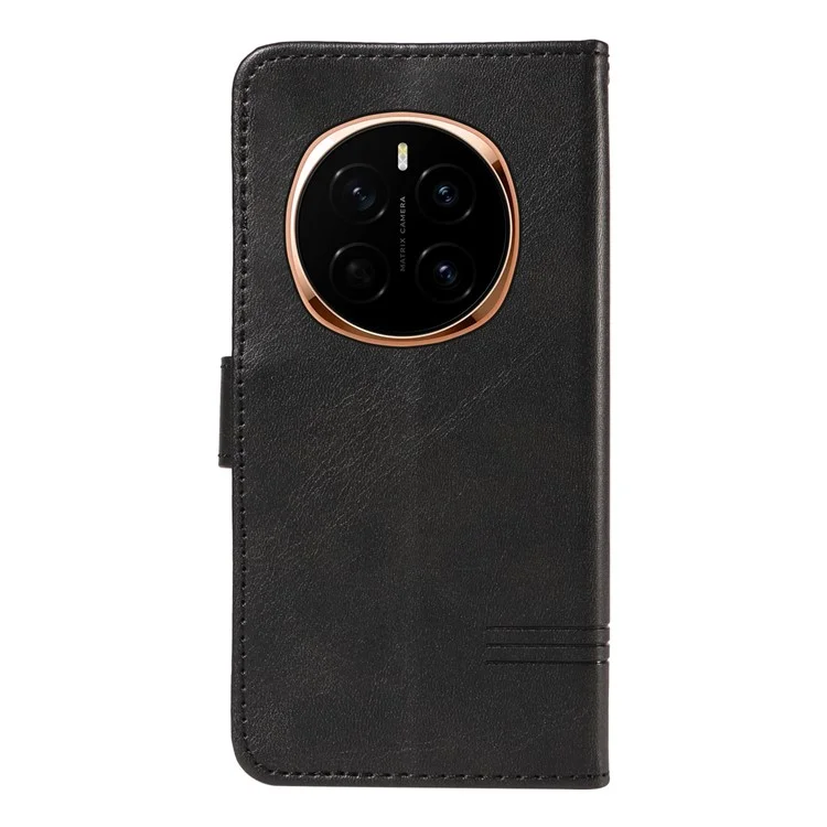 For Honor Magic7 5G Wallet Phone Case T-Shape Lines Leather Cover - Schwarz