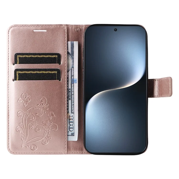 For Honor Magic7 5G Hülle Schmetterling Leder Telefonabdeckung - Roségold