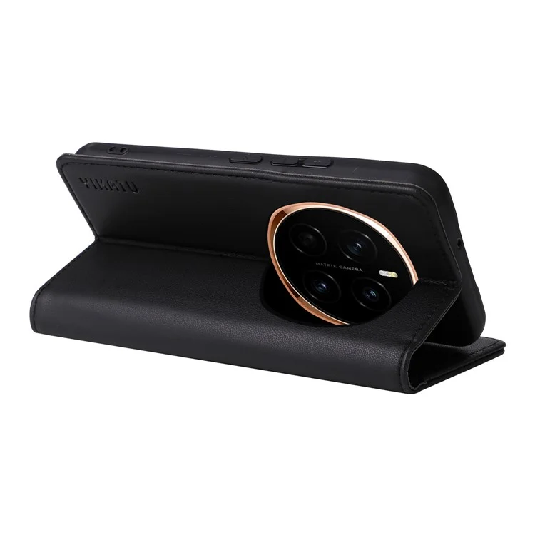Capa de telefone de couro com slot para cartão e suporte YIKATU YK-001 For Honor Magic7 5G - Preto