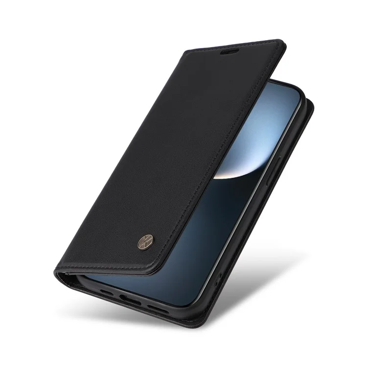 Capa de telefone de couro com slot para cartão e suporte YIKATU YK-001 For Honor Magic7 5G - Preto