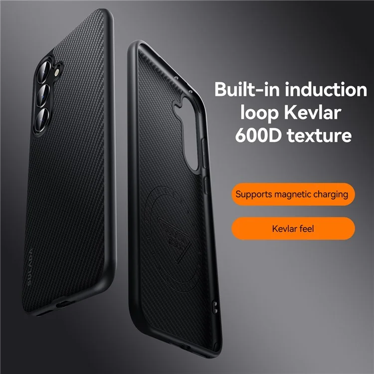 SULADA For Samsung Galaxy S25+ Case Compatible with MagSafe Metal Lens Frame PU+TPU Phone Cover - Black