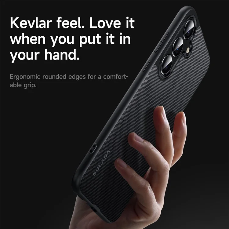 SULADA For Samsung Galaxy S25+ Case Compatible with MagSafe Metal Lens Frame PU+TPU Phone Cover - Black