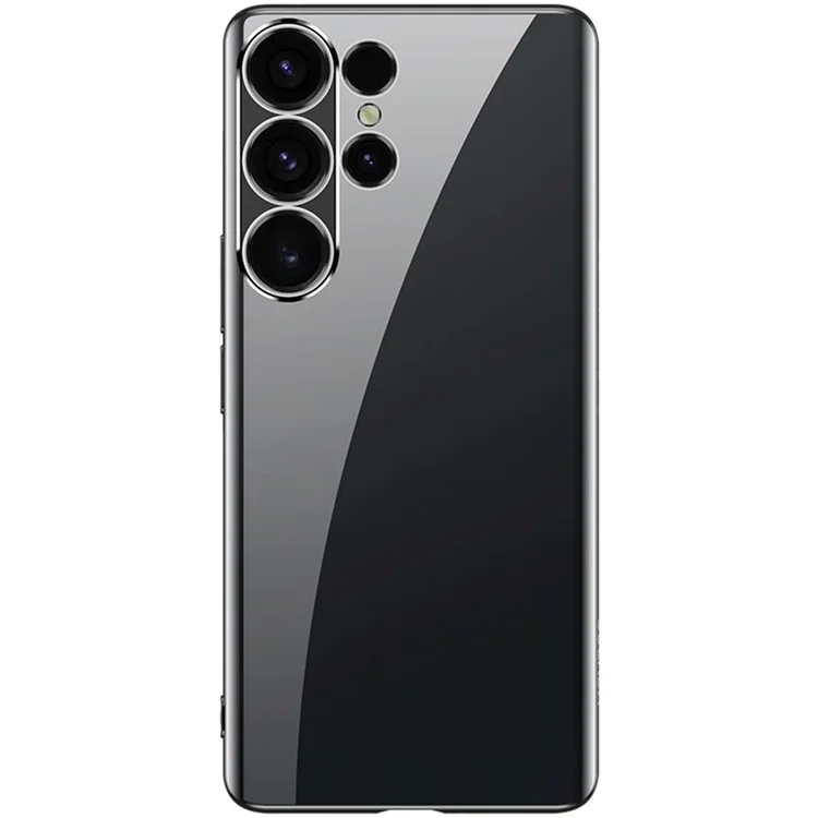SULADA Custodia per Samsung Galaxy S25 Ultra, ultra sottile, rivestimento in TPU cromato trasparente - Nero