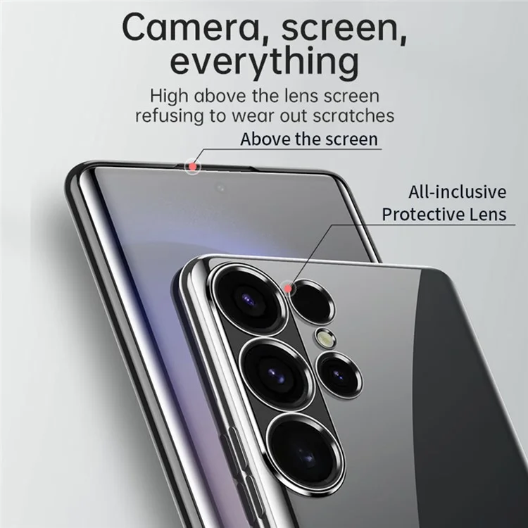 SULADA Custodia per Samsung Galaxy S25 Ultra, ultra sottile, rivestimento in TPU cromato trasparente - Nero