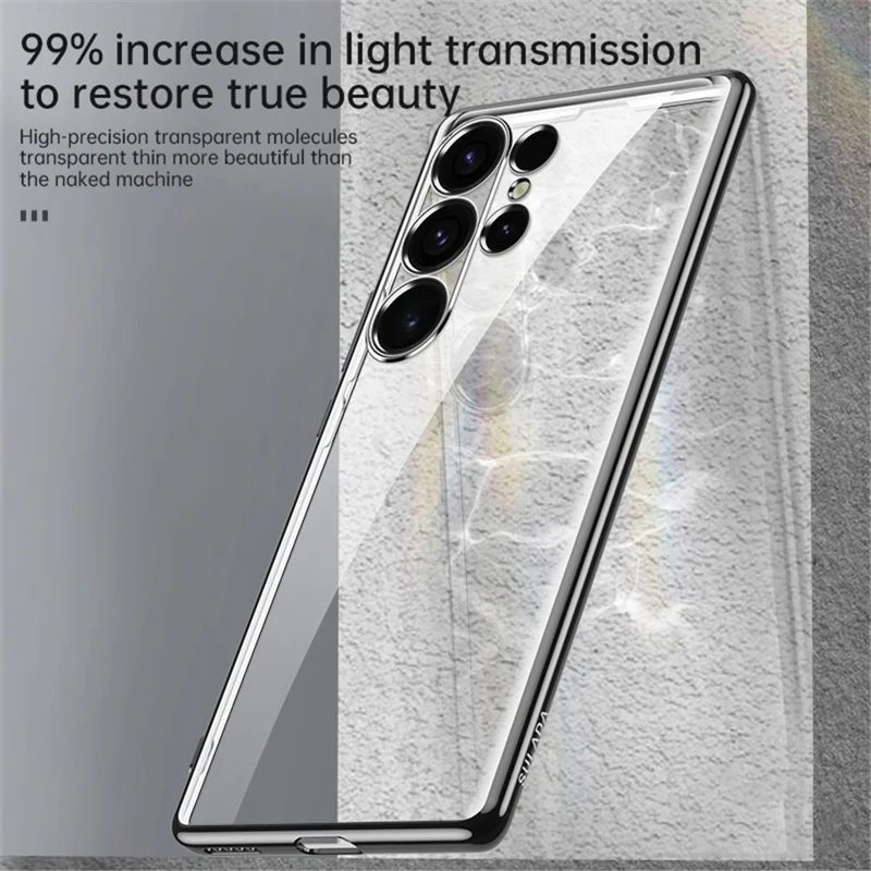 SULADA For Samsung Galaxy S25 Ultra Case Ultra Thin Electroplated TPU Clear Phone Cover - Silver