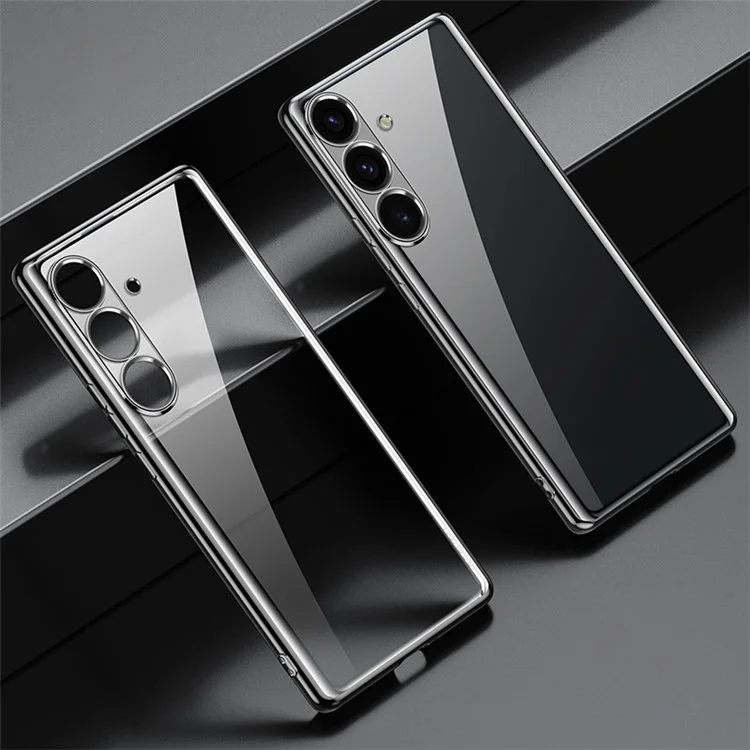 Capa SULADA para Samsung Galaxy S25, ultra fina, com revestimento eletrolítico TPU transparente - Preto