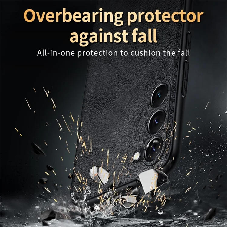 SULADA For Samsung Galaxy S25 Case PU Leather + TPU + PC Back Phone Cover - Black