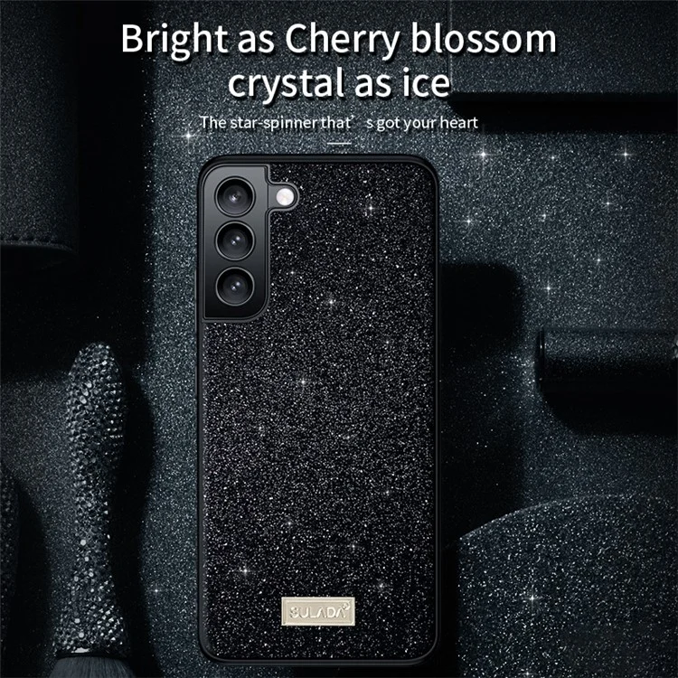 SULADA Hülle für Samsung Galaxy S25+ aus PU-Leder + PC + TPU mit glitzernden Pailletten - Schwarz