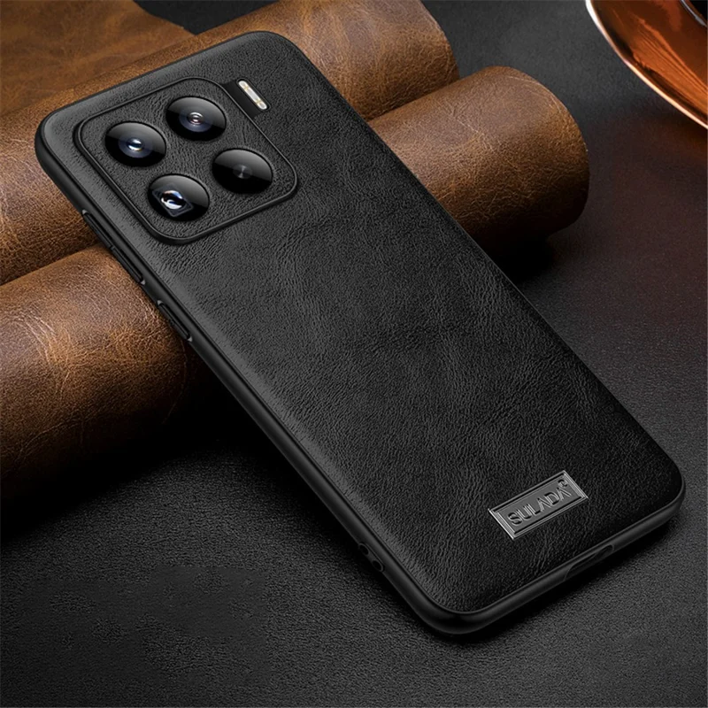 SULADA For Xiaomi 15 Pro Case PU Leather + TPU + PC Back Phone Cover - Black