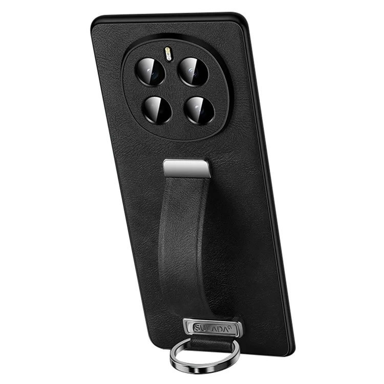 Funda para Honor Magic7 5G de la serie de moda SULADA, con correa para la muñeca, soporte y cubierta trasera de cuero - Negro