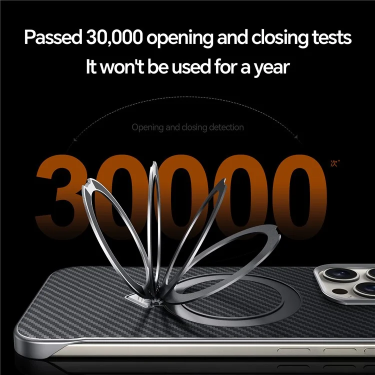SULADA Чехол для iPhone 15 Pro совместимый с MagSafe со стойкой из ПУ + ПК Чехол для телефона с текстурой под углеродное волокно - черный