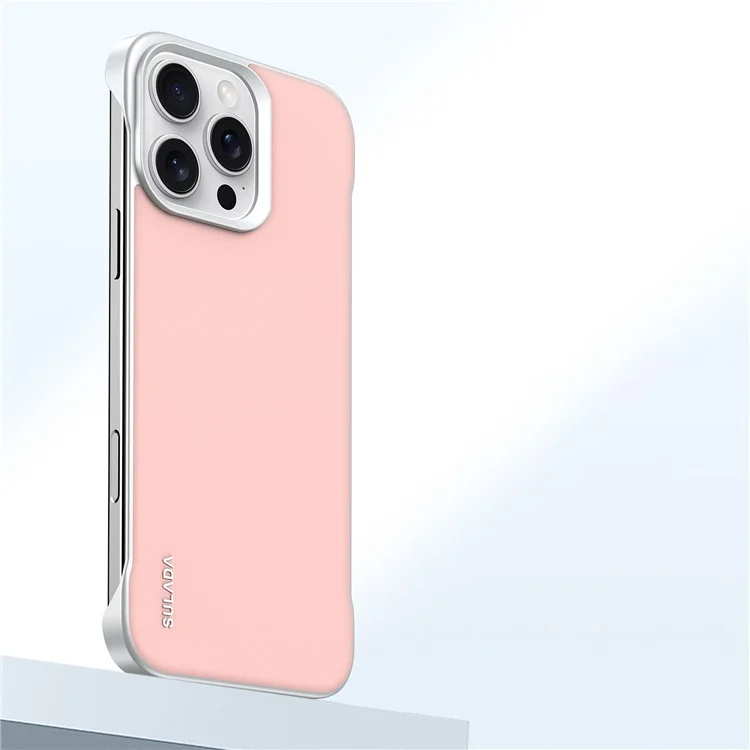 Coque pour iPhone 16 Pro Max SULADA sans cadre en PU + PC - Rose