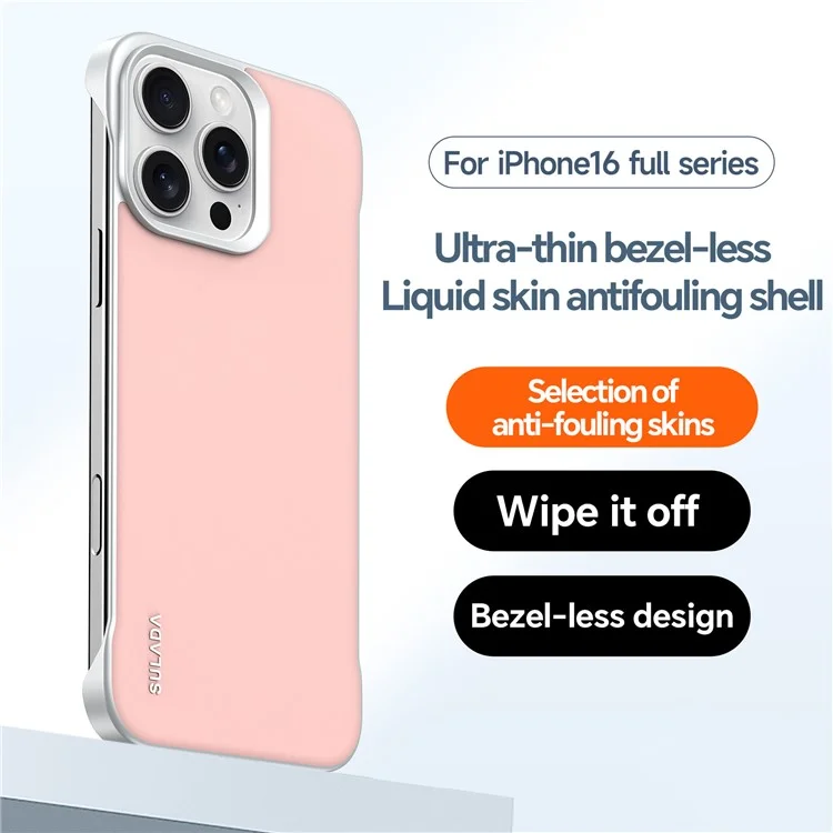 Coque pour iPhone 16 Pro Max SULADA sans cadre en PU + PC - Rose