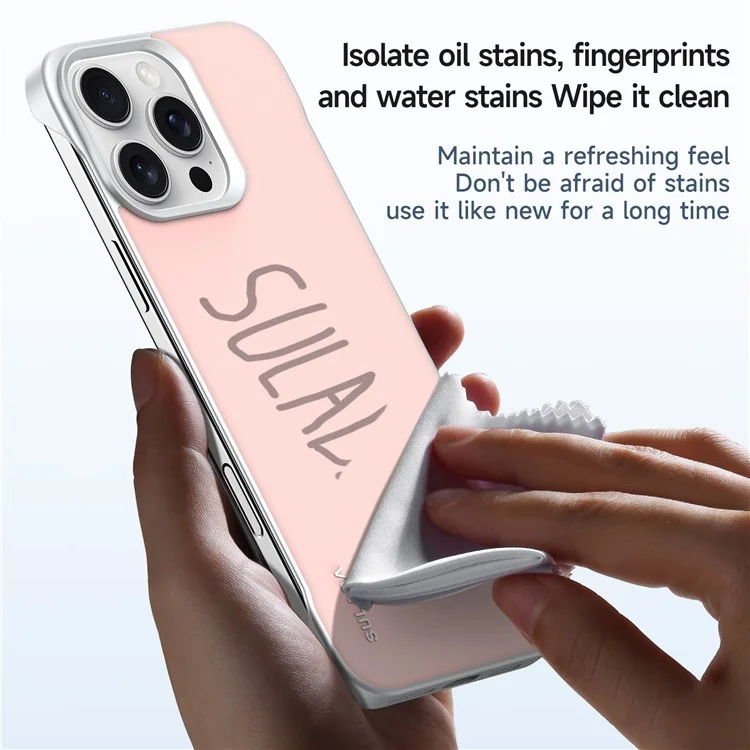 Coque pour iPhone 16 Pro Max SULADA sans cadre en PU + PC - Rose