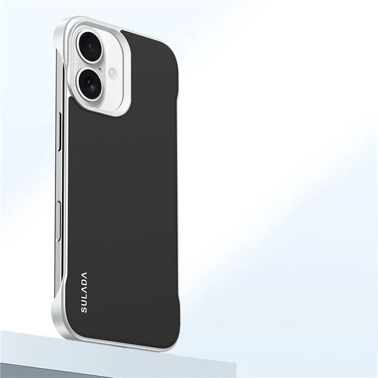 SULADA Funda para iPhone 16 sin marco de PU + cubierta trasera de PC - Negro