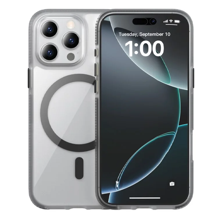 Capa para iPhone 15 Pro Max compatível com MagSafe PC + TPU + PE à prova de choques - Preta