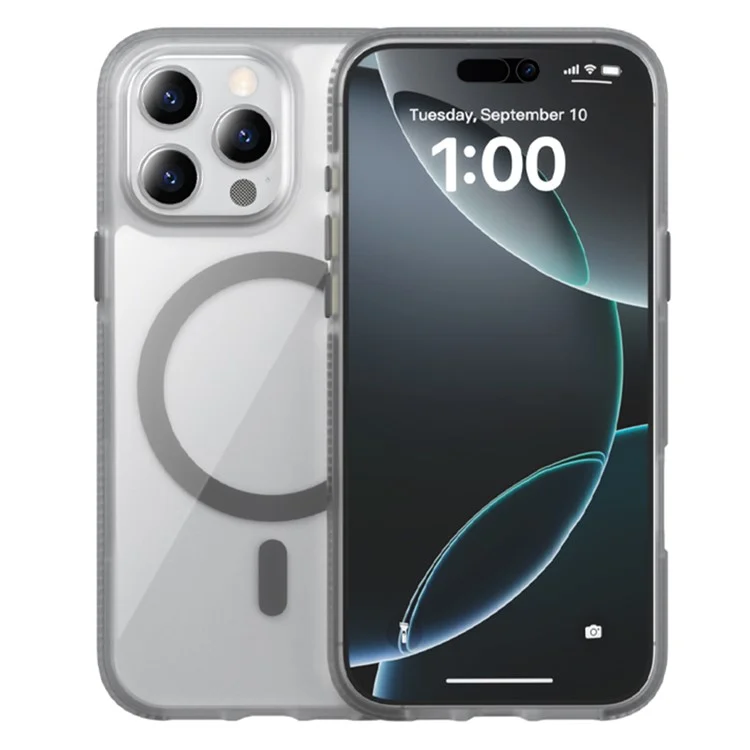 Capa para iPhone 15 Pro compatível com MagSafe PC + TPU + PE à prova de choque - Cinza