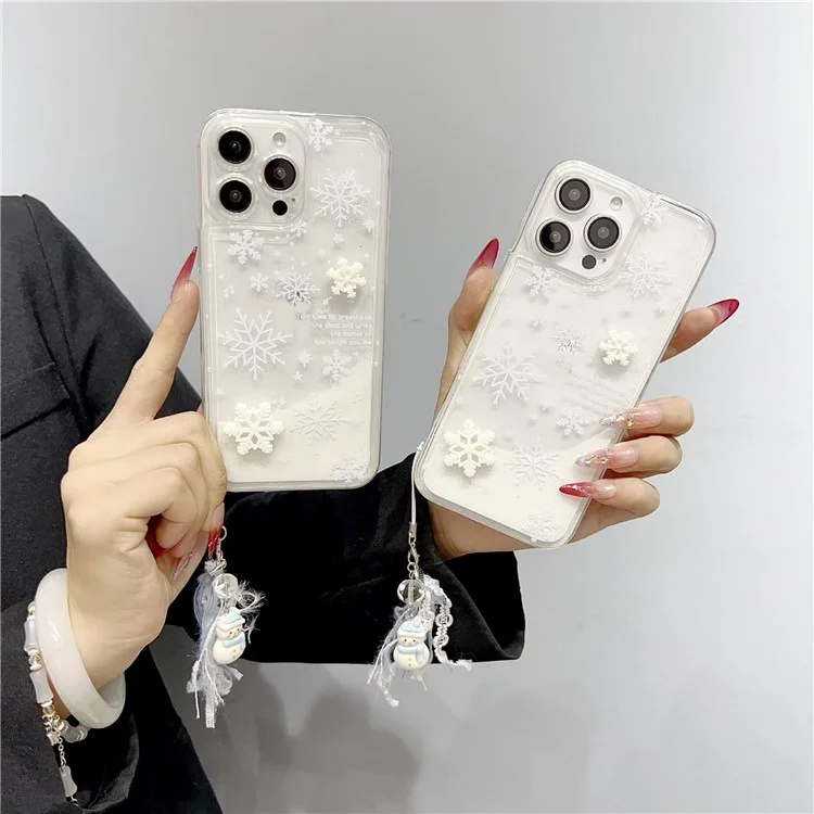 For iPhone 14 Pro Max Case Snowflake Style Liquid Quicksand TPU Protective Cover - Precise Lens Hole