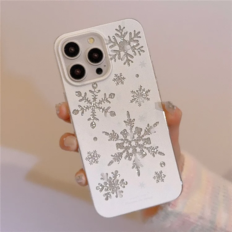 Custodia per iPhone 13 Pro Max con motivo a fiocchi di neve glitterati in TPU
