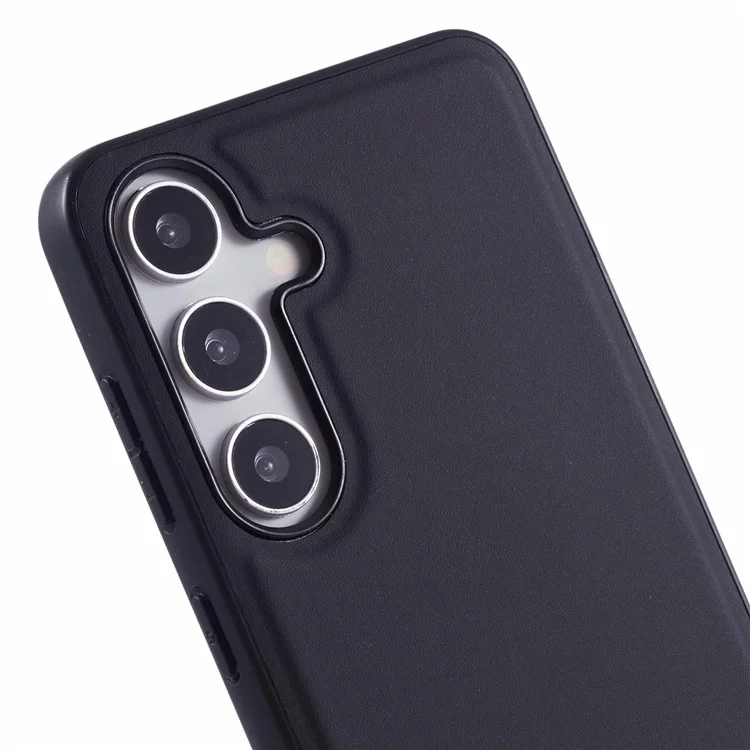 X-LEVEL For Samsung Galaxy S25+ Case Leather Coated PC TPU Phone Back Cover with Metal Kickstand - Black