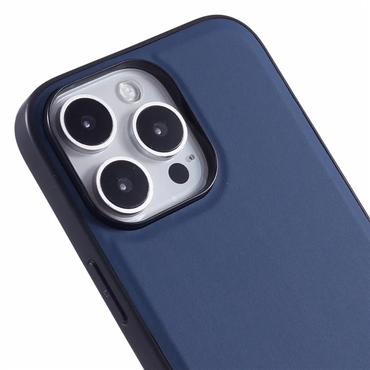 X-LEVEL For iPhone 16 Pro Case Leather Coated PC TPU Phone Back Cover with Metal Kickstand - Blue
