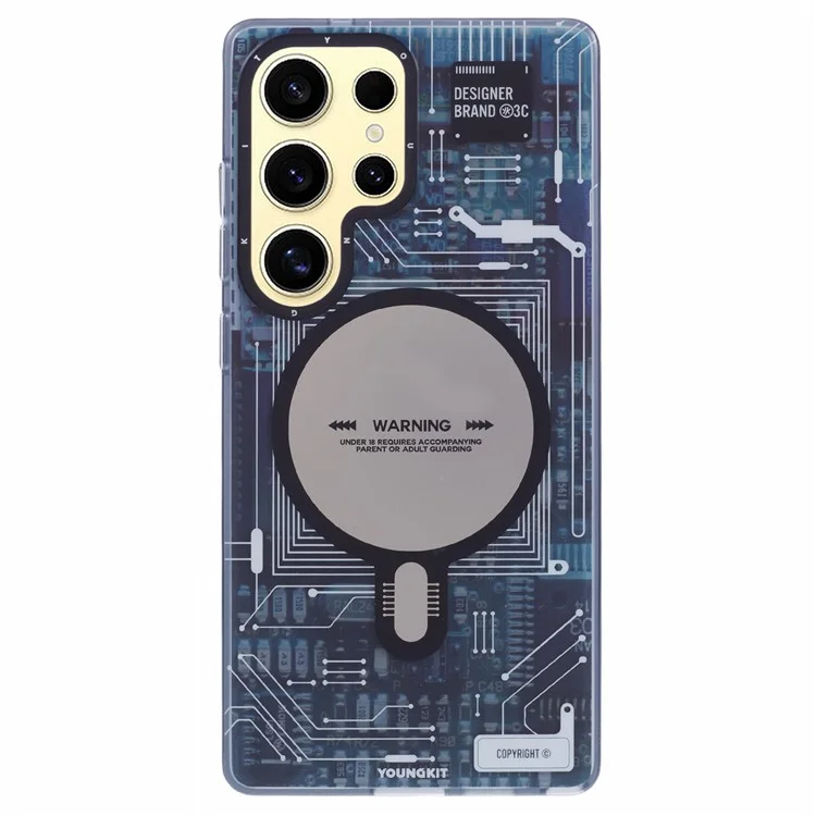 YOUNGKIT для Samsung Galaxy S25 Ultra, магнитный чехол, IMD печатная плата ПК TPU, матовая отделка - серый