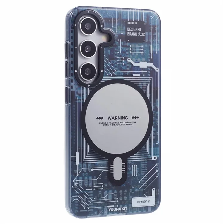 Capa magnética YOUNGKIT para Samsung Galaxy S25+ IMD Placa de circuito PC TPU Capa de telefone com acabamento fosco - Cinza