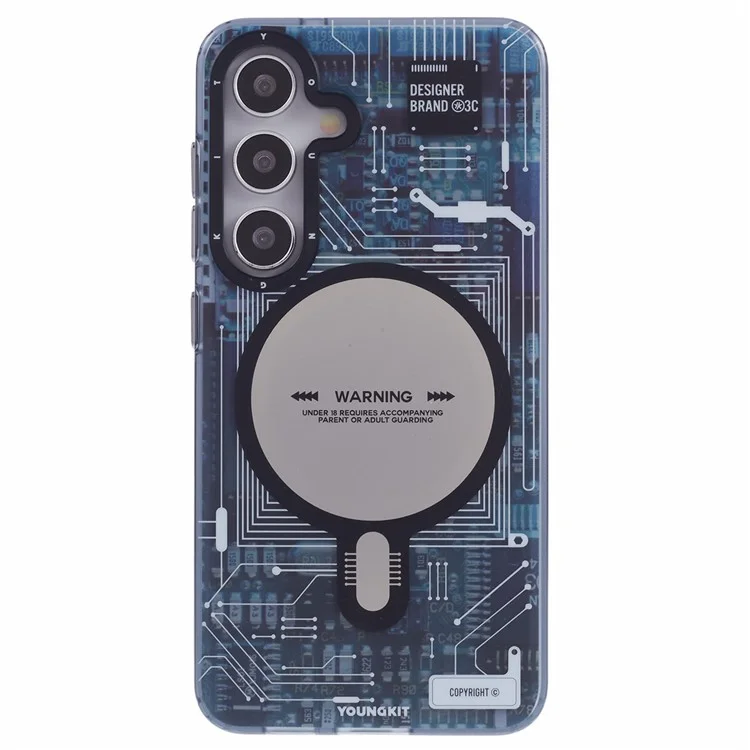 Capa magnética YOUNGKIT para Samsung Galaxy S25+ IMD Placa de circuito PC TPU Capa de telefone com acabamento fosco - Cinza