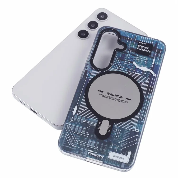 Capa magnética YOUNGKIT para Samsung Galaxy S25+ IMD Placa de circuito PC TPU Capa de telefone com acabamento fosco - Cinza