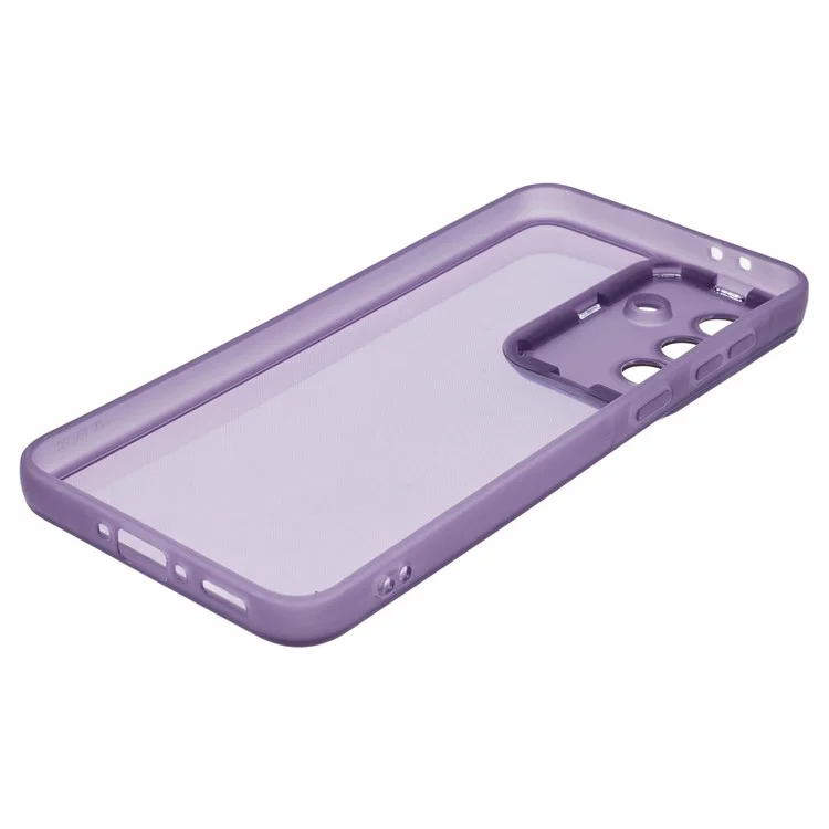 Custodia per Samsung Galaxy A36 5G Cornice fotocamera placcata in metallo TPU - Viola trasparente