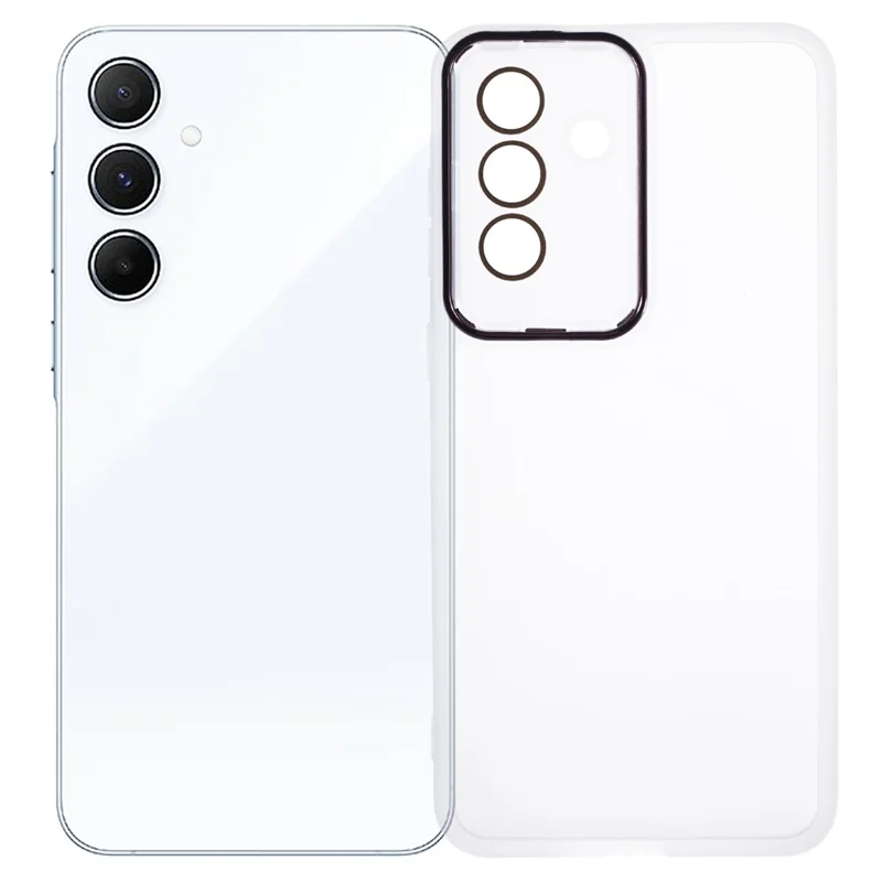 For Samsung Galaxy A36 5G Case Electroplated Camera Frame TPU Phone Cover - Transparent White