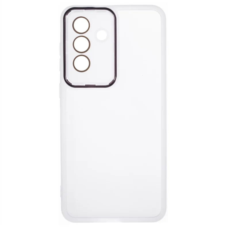 For Samsung Galaxy A36 5G Case Electroplated Camera Frame TPU Phone Cover - Transparent White
