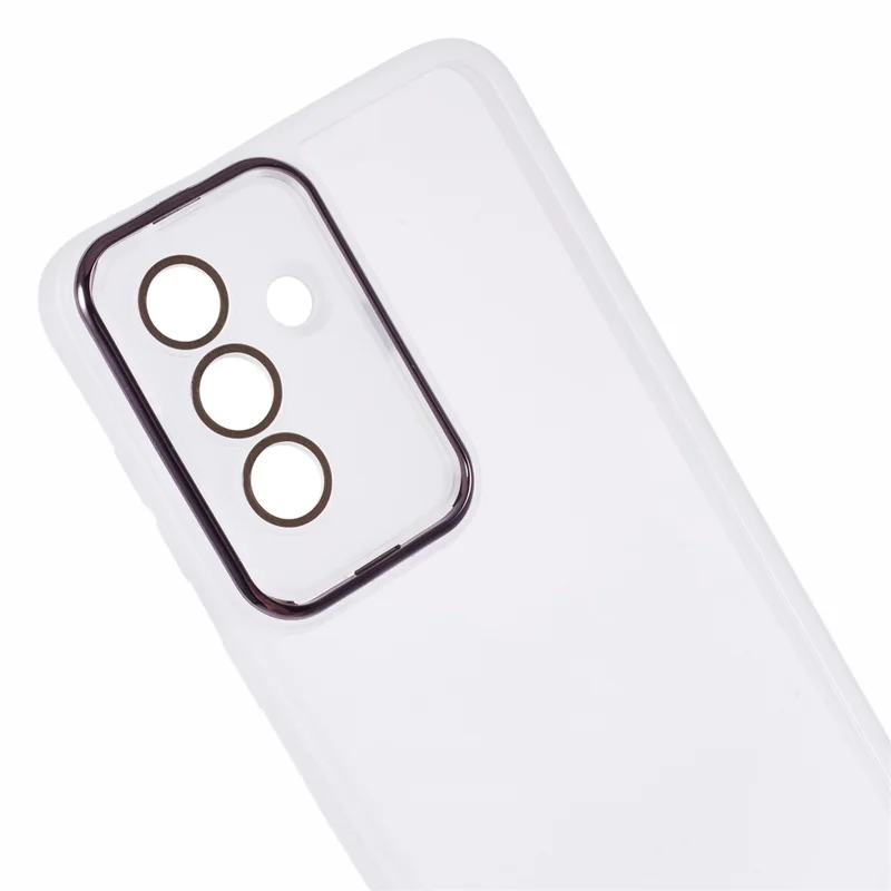 For Samsung Galaxy A36 5G Case Electroplated Camera Frame TPU Phone Cover - Transparent White