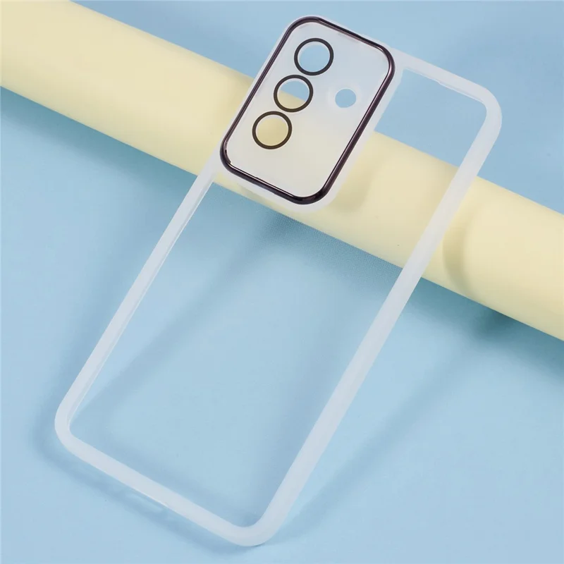For Samsung Galaxy A36 5G Case Electroplated Camera Frame TPU Phone Cover - Transparent White