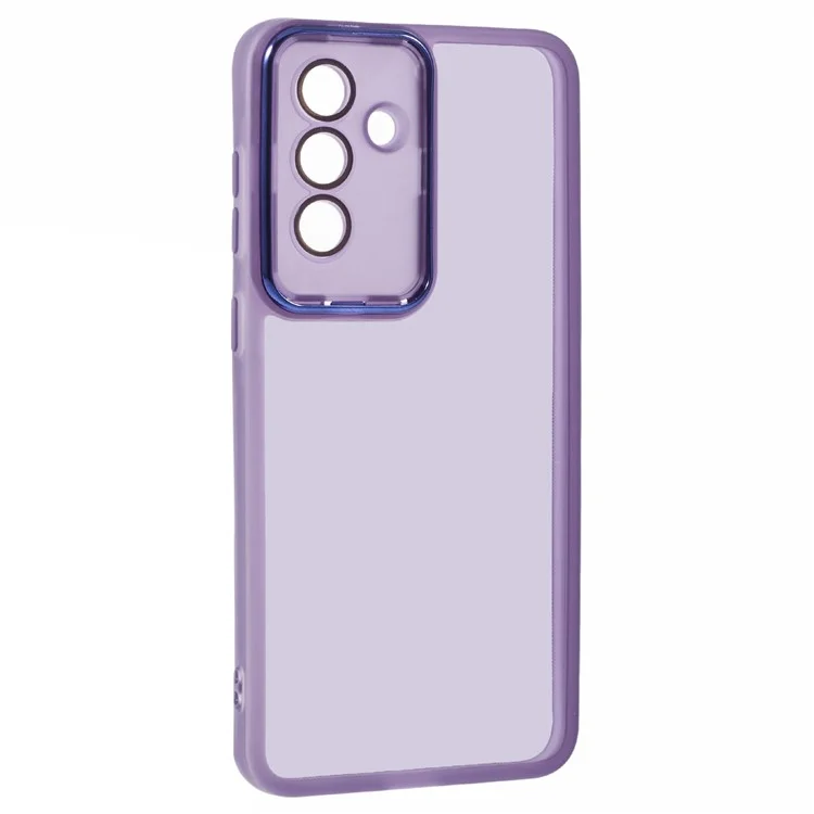 Capa para Samsung Galaxy A56 5G Moldura da câmera eletrolisada TPU - Roxo Transparente
