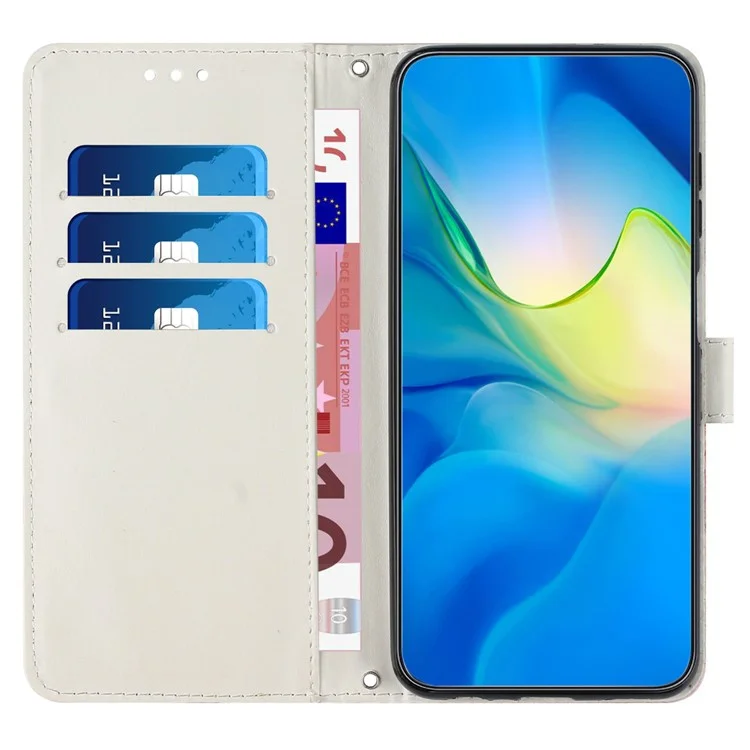 Coque portefeuille en cuir PU à motif marbre avec dragonne pour Samsung Galaxy A15 5G / A15 4G - Violet