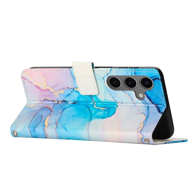 Für Samsung Galaxy A05s 4G Ständer-Hülle Marmormuster PU-Leder Brieftasche Handyhülle mit Handgelenkband - Pink / Grün