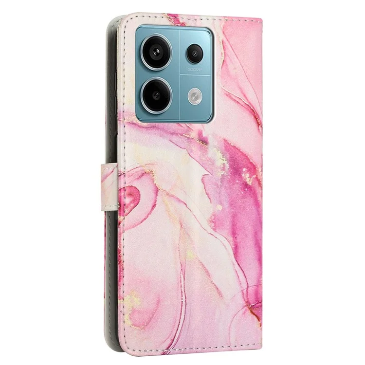 Custodia in pelle PU con motivo marmorizzato per Xiaomi Redmi Note 13 Pro 5G / Poco X6 5G - Oro rosa