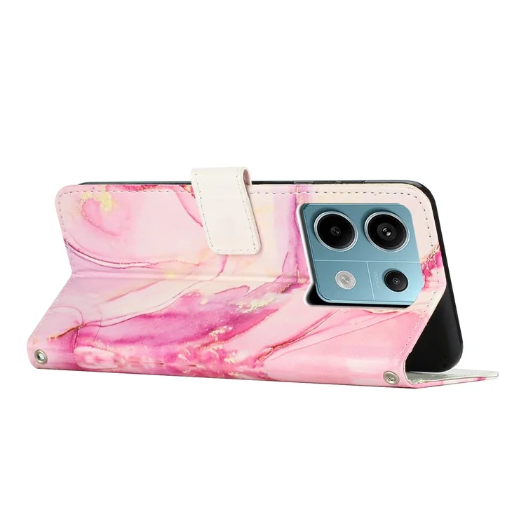 Custodia in pelle PU con motivo marmorizzato per Xiaomi Redmi Note 13 Pro 5G / Poco X6 5G - Oro rosa