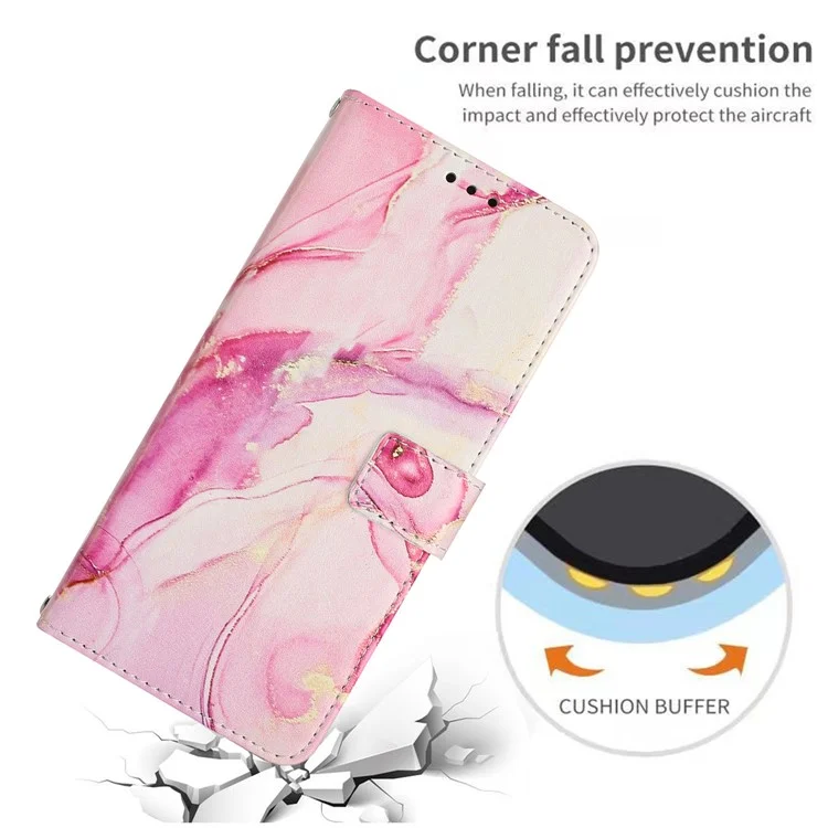 Custodia in pelle PU con motivo marmorizzato per Xiaomi Redmi Note 13 Pro 5G / Poco X6 5G - Oro rosa
