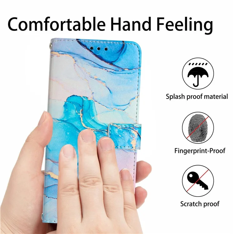 Étui de support pour Xiaomi Redmi Note 13 Pro+ 5G, motif marbre, en cuir PU, avec dragonne - Rose / Vert