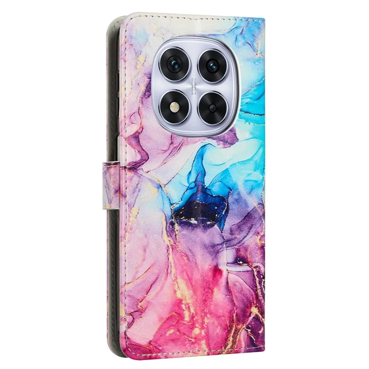 Capa para Xiaomi Redmi Note 14 Pro 5G / 14 Pro+ 5G, estilo de mármore, couro sintético, carteira, capa de telefone - Rosa / Roxo