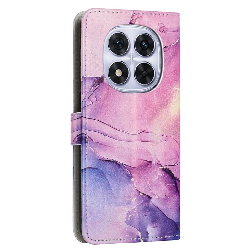 For Xiaomi Redmi Note 14 Pro+ 5G / 14 Pro 5G / Poco X7 5G Stand Case Marble Pattern PU Leather Wallet Phone Cover - Purple