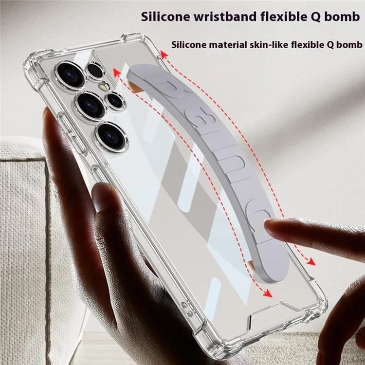 Funda para teléfono Samsung S25 Ultra GKK 10873 con correa para la muñeca tipo airbag y protección antichoque - Negro