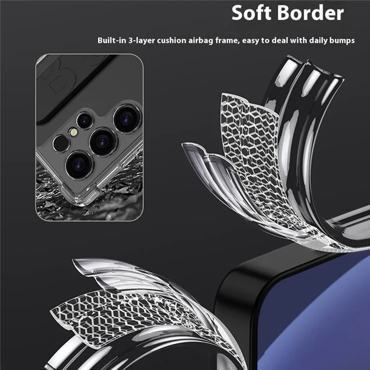 Funda para teléfono Samsung S25 Ultra GKK 10873 con correa para la muñeca tipo airbag y protección antichoque - Negro